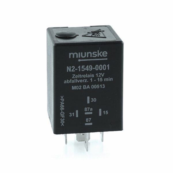 Switch-off Delayed Timer Relay 12V, NC 10A/NO 15A, 1...15min adjustable, no dry contact, retriggerable