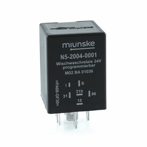 Wiper-Wash Interval Relay 24V, fully electronic power output, adjustable time interval 2...30s, afterwiping duration 4s