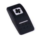 Actuator Contura II, black, square lens and bar lens white, symbol “ventilation fan or blower”