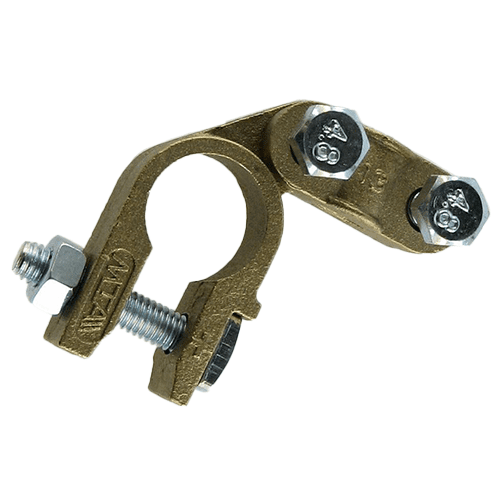 Battery Clamp "+", cast brass, screw terminal for 25-50mm²