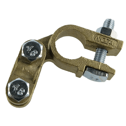 Battery Clamp "-", cast brass, screw terminal for 25-50mm²