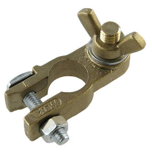 Battery Clamp "-", cast brass, bolt M8And wing nut