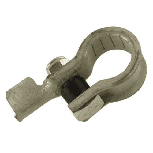 Batterieklemme "-" aus Messingband, Crimpanschluss 10-20mm², Mutter auf Crimpstellenseite