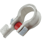 Battery Clamp “+”, cast brass tin plated, crimp connection for 10-20mm²