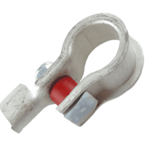 Batterieklemme "+" aus Messingband, Crimpanschluss 10-20mm²