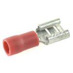 flat push-on receptacle 6.3mm, insulated shaft, 0.25-1mm², red