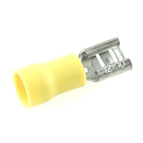 flat push-on receptacle 6.3mm, insulated shaft, 2.5-6mm², yellow