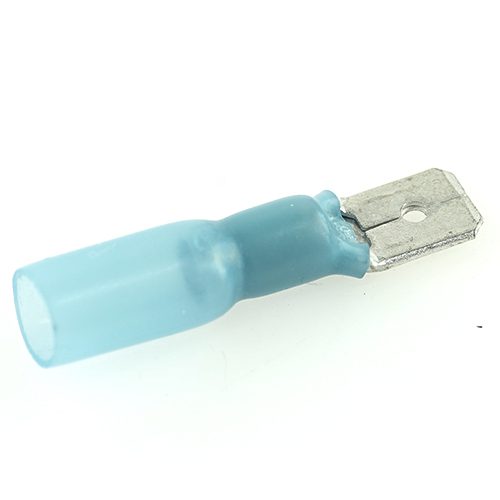 flat push-on blade 6.3mm, insulated shaft, 1.25-2.5mm², blue, heat-shrinkable