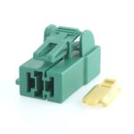 Female holder, 2-pole, with secondarylock, green