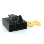 Power connector, 3-pin, black, for 3x blade receptacles, with 2x secondary lock