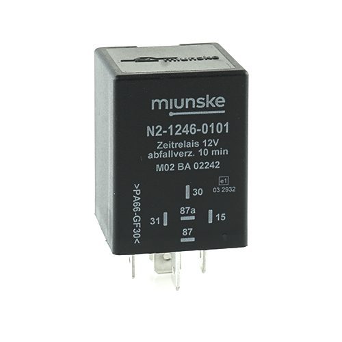 Zeitrelais 12V, NC 25A/NO 25A, 10min, abfallverzögert, nicht potentialfrei, retriggerbar