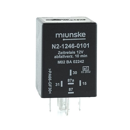 Zeitrelais 12V, NC 25A/NO 25A, 10min, abfallverzögert, nicht potentialfrei, retriggerbar