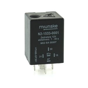 Zeitrelais 12V, NC 10A/NO 15A, 1...30s einstellbar, abfallverzögert, nicht potentialfrei, retriggerbar