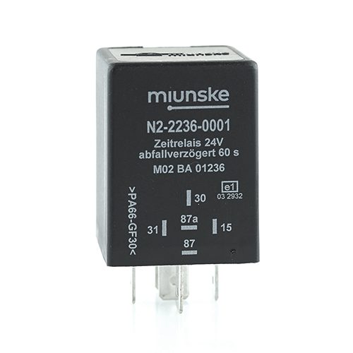 Zeitrelais 24V, NC 10A/NO 15A, 60s, abfallverzögert, nicht potentialfrei, retriggerbar