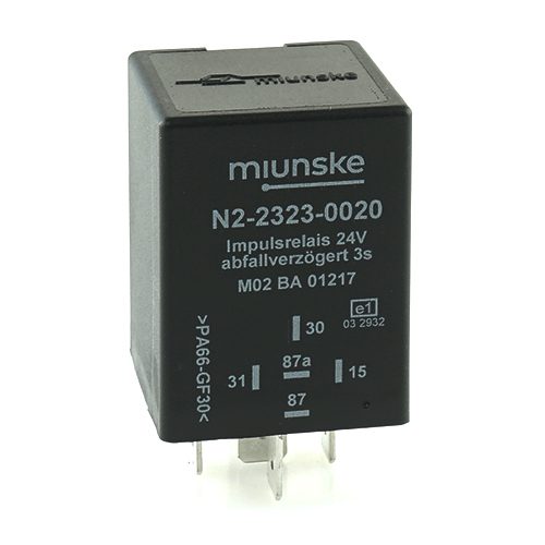 Switch-off delayed impulse relay 24V, 3sec, no dry contact, positive triggered, retriggerable