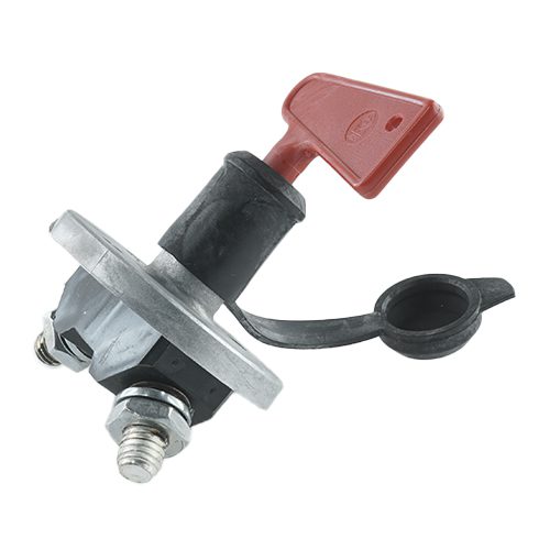 Battery Disconnect Switch, 100A/24V, (600A/30sec), housing top of metal, flange round, shaft- Ø18.5mm, hole distance 42mm