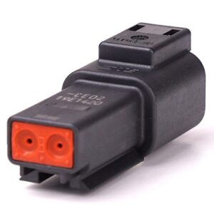 Receptacle 2way, DT04-series, black, 0.5-2.0mm² [AWG 14-20]