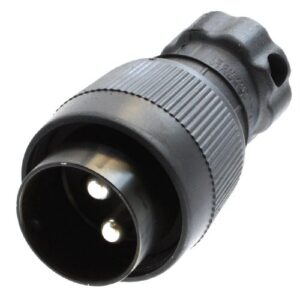 2-pole Military Connector, 24V, VG 96 917, plug, with screw ring, black, rubberised, with crimp/soldeRing Terminals for 35mm² cable