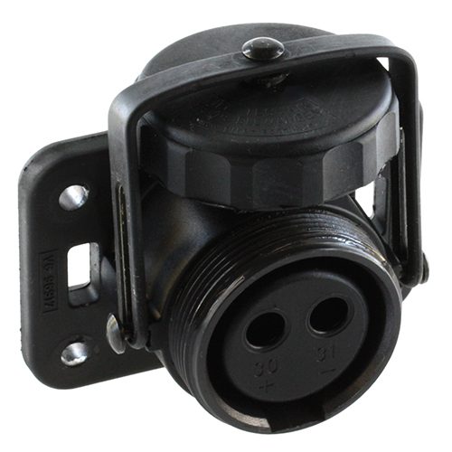 2-pole Military Connector, 24V, VG 96 917, socket, black, rubberized, with crimp/soldeRing Terminals for 35/50mm² cable