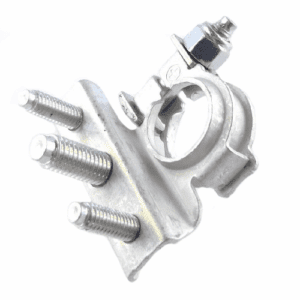 Battery Clamp "+", brass tin plated, bolts M6-M8-M6