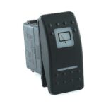 on-on Switch, 12V/20A, Contura II, LED 1 superbright green, LED 2 superbright green, square lens and bar lens white, symbol “rear window wiper”