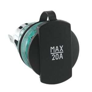 Power-Steckdose, 12/24V, max.20A, mit Spannhülse, mit Deckel