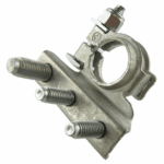 Battery Clamp “+”, brass tin plated, bolts M6-M6-M8