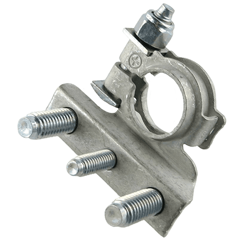 Battery Clamp "+", brass tin plated, bolts M8-M6-M8