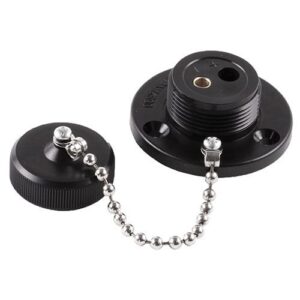 Socket 2-pole DIN 14 690, with seal in the cover, plastic, with Switch