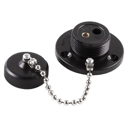 Socket 2-pole DIN 14 690, with seal in the cover, plastic, with Switch