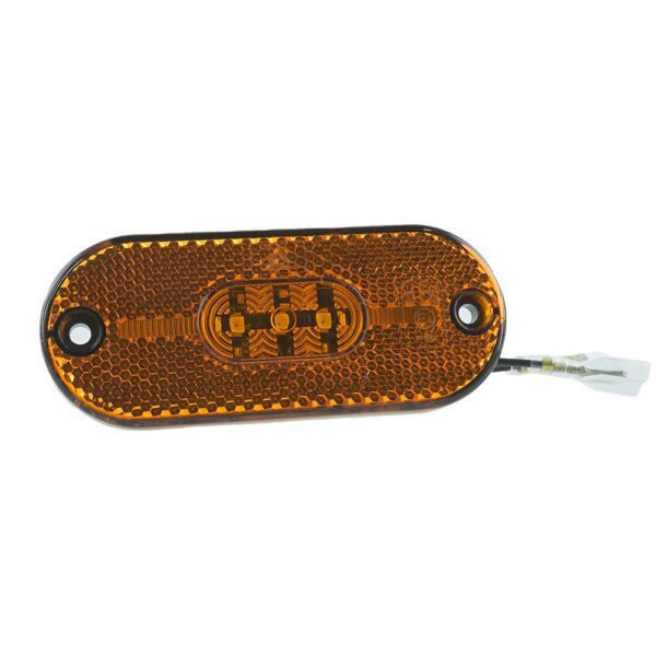 LED-Sidemarker, 108 x 44 oval, with reflector, 0.16m cabel 2x0.5mm², with mounting surface