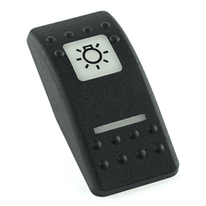 Wippe Contura II, schwarz, quadratische und schmale Linse weiß, Symbol "Hauptlichtschalter"