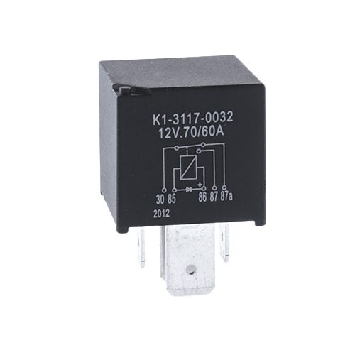 Power-Relais 12V, 60/70A, Wechsler, mit Diode, Kontakte 3x9.3mm + 2x 6.3mm,vergossen