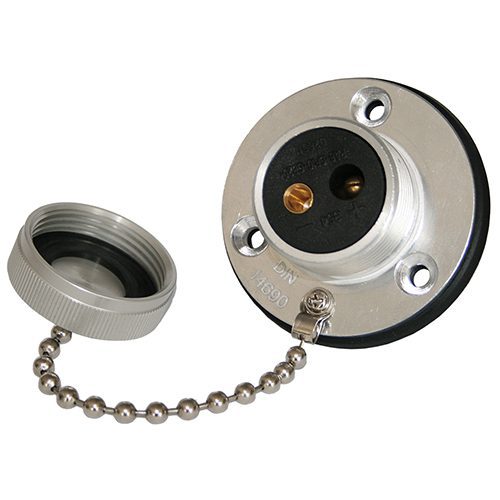 Socket 2-pole (DIN 14 690), 6-42V, connection M3, screw cap with seal, with rubber grommit