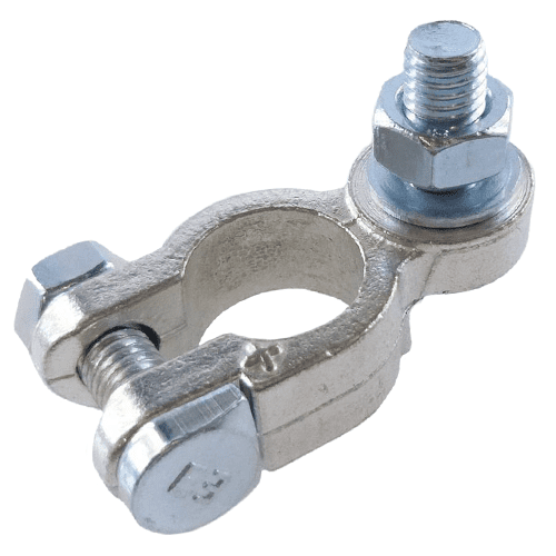 Battery Clamp "+" cast brass, pol diameter: 17.5mm, bolt M8 x 16mm