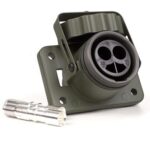 2-pole Military Connector, 24V, VG 96 917, socket, olive-green,  with crimp/soldeRing Terminal for 30-50mm²