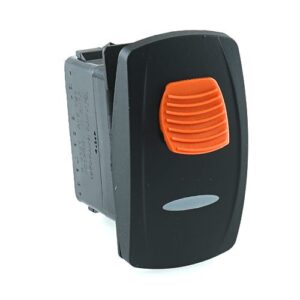 on-on Switch, 24V/15A, Contura V, with lock, LED superbright red, bar lens laser etched