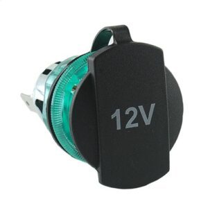 Power-Steckdose, 12V, max. 20A, Gewindehülse grün, mit Deckel bedruckt