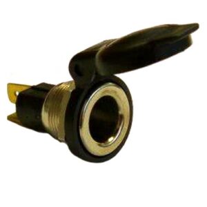 Einbau-Normsteckdose 2-polig, 6-24V, mit Klappdeckel, Flachsteckanschluss 6,3mm