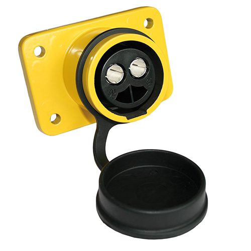 Socket 2-pole 24V, yellow, crimp-/soldering contact 35mm²,with push on cap