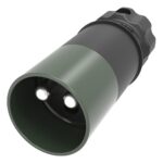 Stecker 2-polig, 24V, gün, Crimp-/Lötkontakt 35mm², Kabelverschraubung für Kabeldurchmesser 12mm