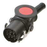 ADR Stecker 15-polig, 24 V, mit Knickschutztülle, gedrehte Kontakte, für Leitungsdurchmesser 14,3 mm – 15,1 mm