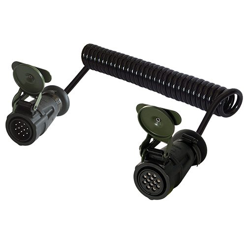 Wendelleitung 12-polig, 24 V, mit 2 Steckern (1x Buchse+1x Stecker), Länge 4 m