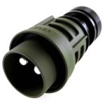 Stecker 2-polig, 24V, mit gummiertem Metallschraubring, Crimp-/Lötkontakt 35mm², Kabelverschraubung