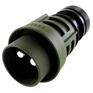 Stecker 2-polig, 24V, mit gummiertem Metallschraubring, Crimp-/Lötkontakt 35mm², Kabelverschraubung