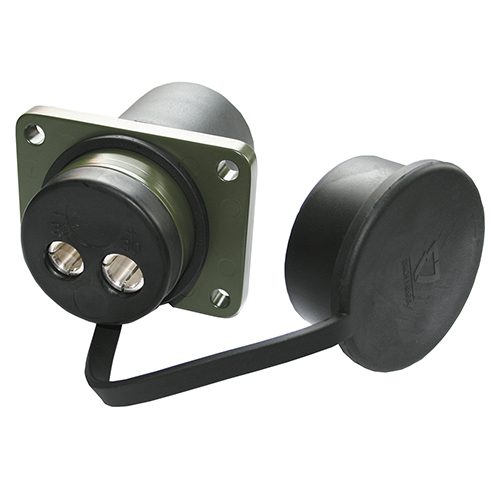 Socket 2-pole 24V,  with contacts, cable shoe connection M10, for wire crosssection 70mm², push-on cap