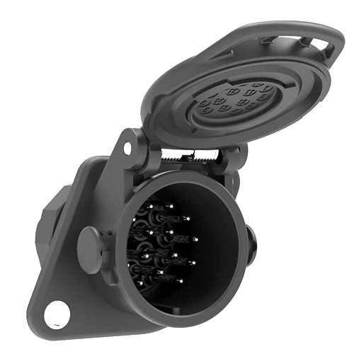 EBS/ABS/ADR Steckdose 15-polig, 24V, Crimpkontakt, Kabelverschraubung für Kabeldurchmesser 12-14mm