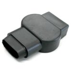 Abdeckung „+“ für Batterieklemme, schwarz, Kabeleintritt oval 39,6 x 12,7mm