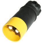 Stecker 2-polig, 24V, Crimp-/Lötkontakt für 35mm², Doppel-Kabelabgang 180°, Kabelverschraubung, für Kabeldurchmesser 12mm