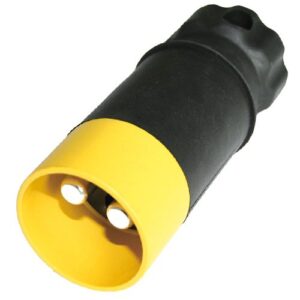 Stecker 2-polig, 24V, Crimp-/Lötkontakt für 35mm², Doppel-Kabelabgang 180°, Kabelverschraubung, für Kabeldurchmesser 12mm